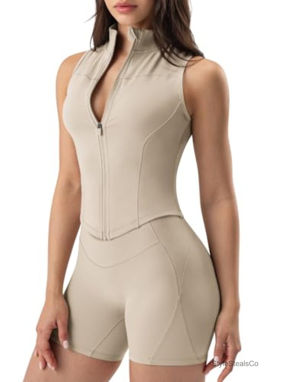 Sleeveless Zip Up Athletic Tank Top Women Golf Yoga Slim Fit Workout Shirt